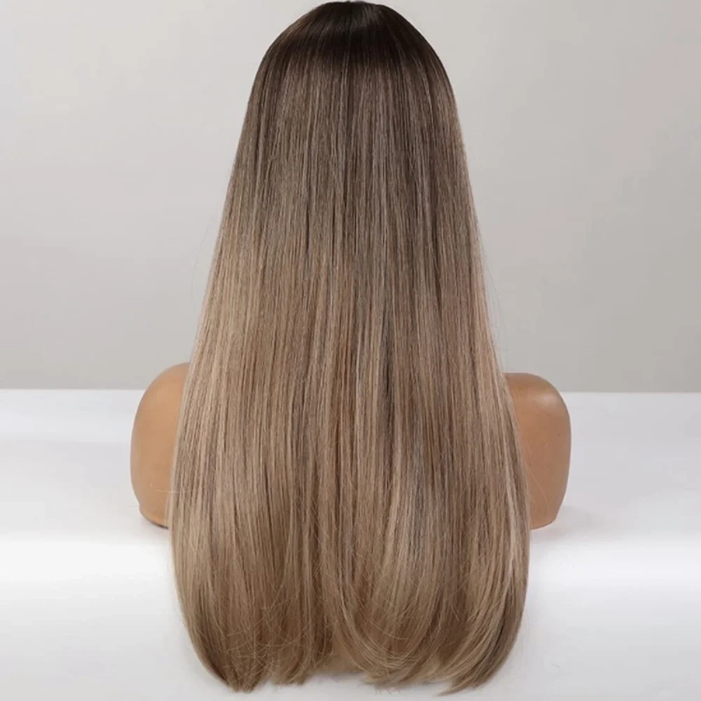 Ombré Brown Straight Bang Wigs